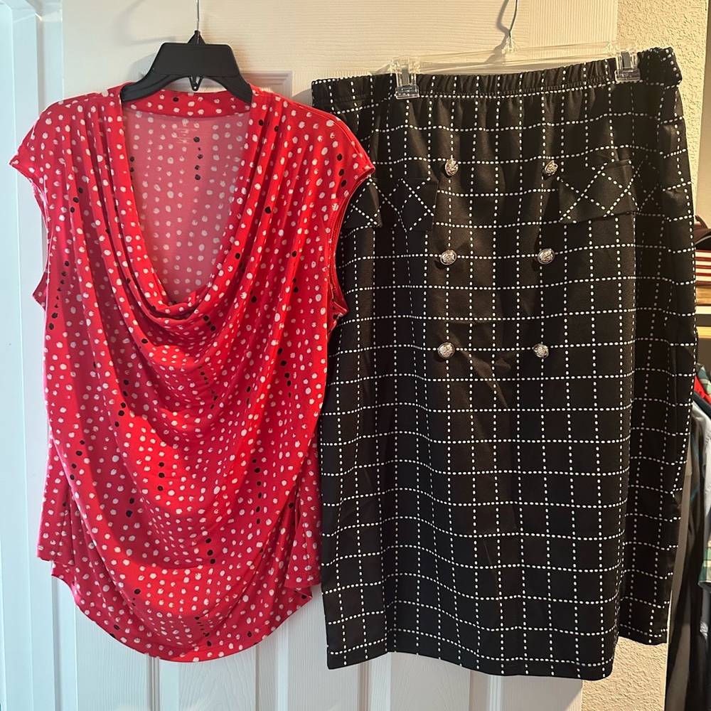 Cute polka dot skirt and top set